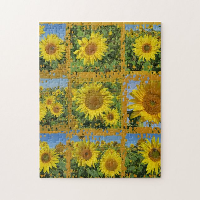 yellow sun flower summer blossom jigsaw puzzle (Vertical)