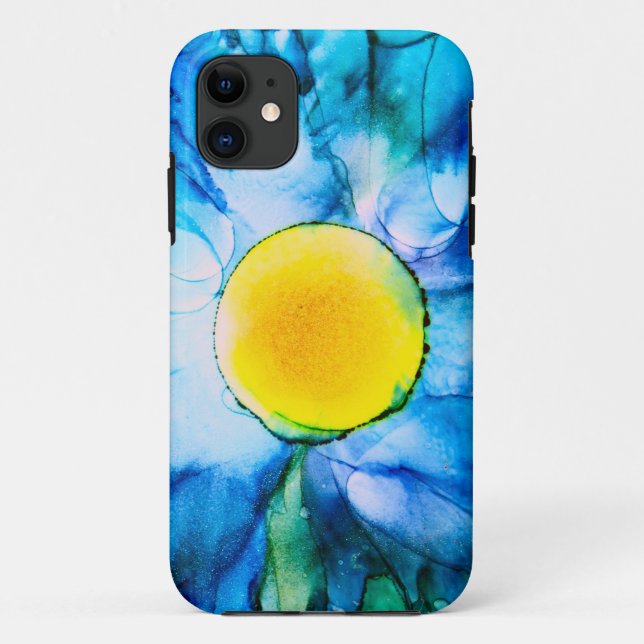 Yellow Sun in Blue Sky Alcohol Ink OtterBox iPhone Case-Mate iPhone Case (Back)