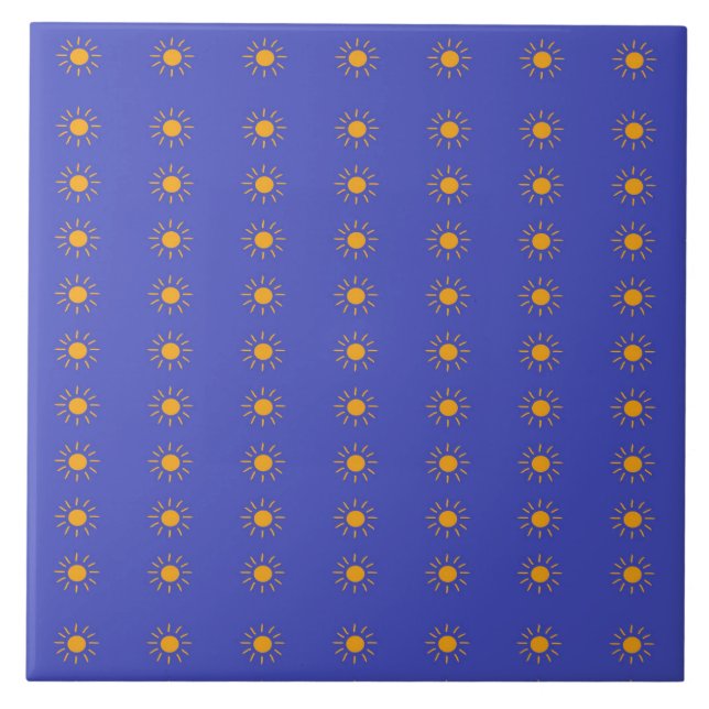 Yellow sun pattern ceramic tile (Front)