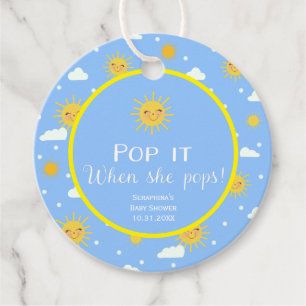Yellow Sun Pop It When She Pops Baby Shower Favour Tags