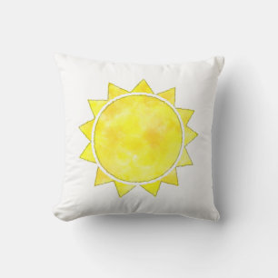 Yellow Sun Watercolor  Cushion