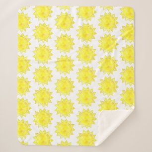 Yellow Sun Watercolor Pattern Sherpa Blanket