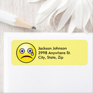 Yellow Sun with Tearful Face, ZFJG Address Return Address Label