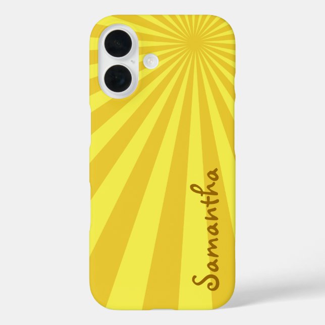 Yellow Sunburst "Add Your Name" Case-Mate iPhone Case (Back)