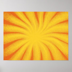 Yellow Sunburst Background – Retro Vintage Texture Poster