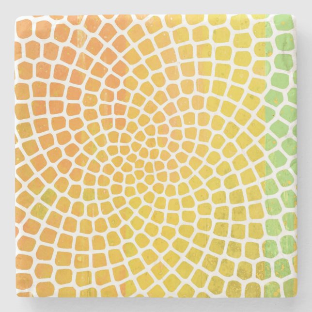 Yellow Sunburst  Stone Coaster (Front)