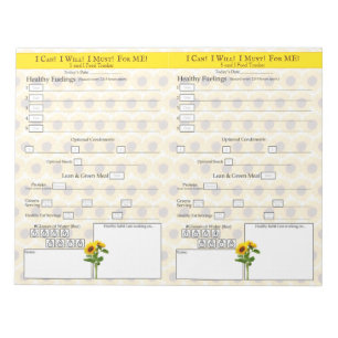 Yellow Sunflower 5 and 1 Food Tracker Notepad