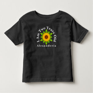 Yellow sunflower add name, I am 2 years old Toddler T-Shirt