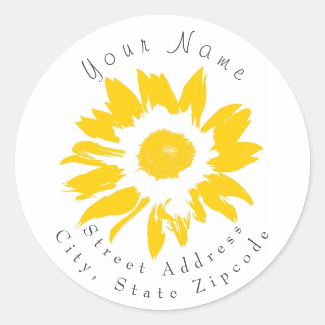 Yellow Sunflower Address Label (Front)