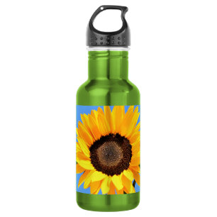 Yellow Sunflower Against Sun on Blue Sky - Summer 532 Ml Water Bottle