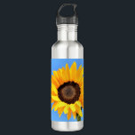 Yellow Sunflower Against Sun on Blue Sky - Summer  710 Ml Water Bottle<br><div class="desc">Yellow Sunflower Against Sun on Blue Sky - Summer Day - Photo Flower Nature - You can also personalise - Choose / Add Your Unique Photo - Image / Text - Name / Colour / Font / Size / more - Make Your Special Gift - Resize and move or remove...</div>