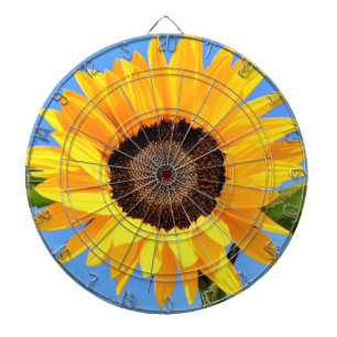 Yellow Sunflower Against Sun on Blue Sky - Summer  Dartboard