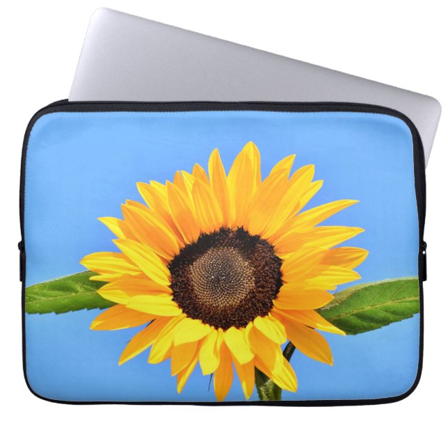Yellow Sunflower Against Sun on Blue Sky - Summer  Laptop Sleeve (Front)