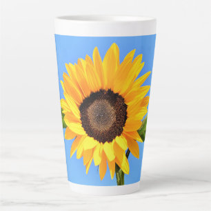 Yellow Sunflower Against Sun on Blue Sky - Summer  Latte Mug