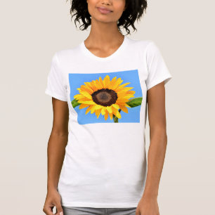 Yellow Sunflower Against Sun on Blue Sky - Summer T-Shirt