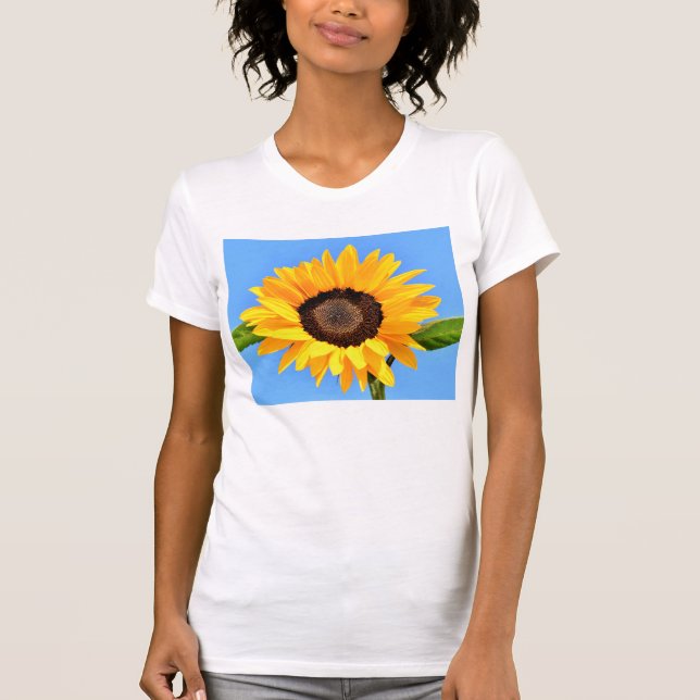 Yellow Sunflower Against Sun on Blue Sky - Summer  T-Shirt (Front)