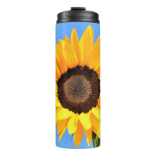 Yellow Sunflower Against Sun on Blue Sky - Summer Thermal Tumbler
