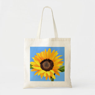 Yellow Sunflower Against Sun on Blue Sky - Summer Tote Bag