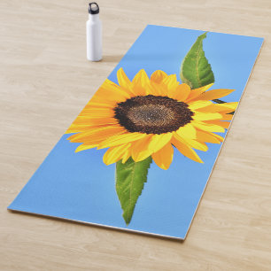 Yellow Sunflower Against Sun on Blue Sky Yoga Mat