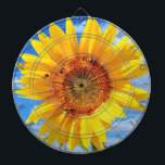 Yellow Sunflower and Bees Dart Board<br><div class="desc">Dart Boards with Yellow Sunflower and Bees on Blue Sky - Summer Day - Photo Flower Nature - You can also personalise - Choose / Add Your Unique Photo - Image / Text - Name / Colour / Font / Size / more - Make Your Special Dartboard Gift - Resize...</div>