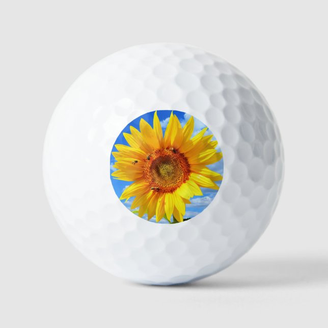 Yellow Sunflower and Bees Golf Balls (Front)