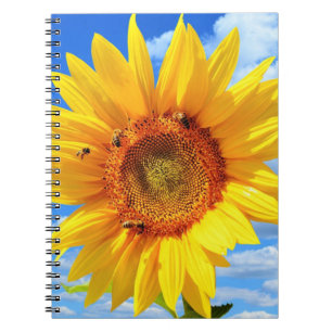 Yellow Sunflower and Bees Notebook