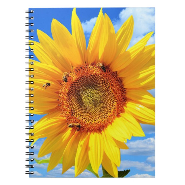 Yellow Sunflower and Bees Notebook (Front)