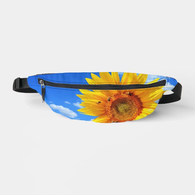 Yellow Sunflower and Bees on Blue Sky Fanny Pack (Front)