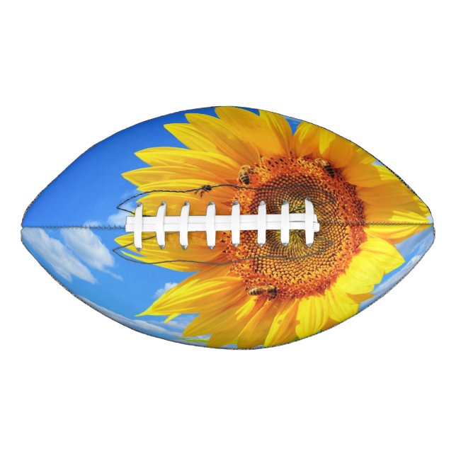 Yellow Sunflower and Bees on Blue Sky Football (Front)