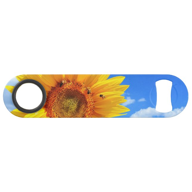 Yellow Sunflower and Bees on Blue Sky - Summer Day (Front (Horizontal))
