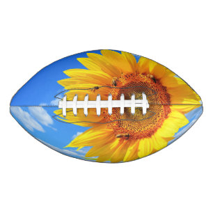 Yellow Sunflower and Bees on Blue Sky - Summer Day Football