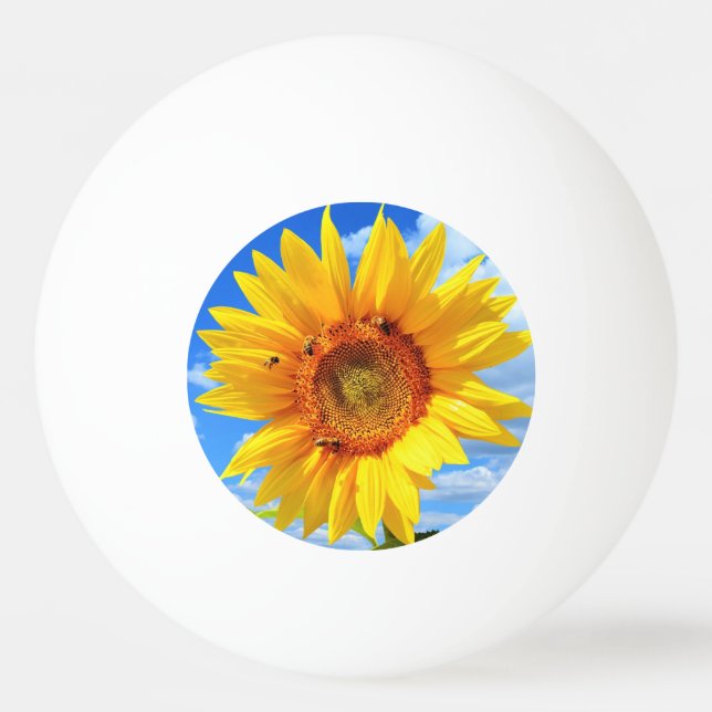Yellow Sunflower and Bees Ping Pong Ball (Front)