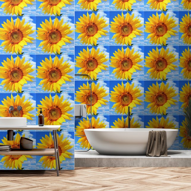 Yellow Sunflower and Bees Wallpaper (Bathroom)