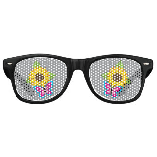 Yellow Sunflower and Blue Pink Butterfly Retro Sunglasses