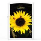 Yellow Sunflower And Two Ladybugs