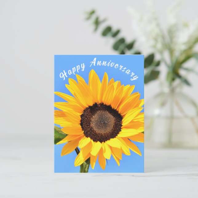 Yellow Sunflower Anniversary Card (Standing Front)