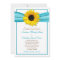 Yellow Sunflower Aqua Ribbon Wedding Invitation
