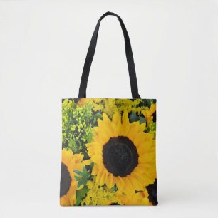 Yellow sunflower art tote bag