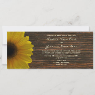 Yellow Sunflower & Barnwood Fall Wedding Invite