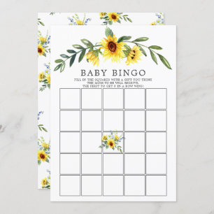 Yellow Sunflower BINGO Baby Shower Game Invitation