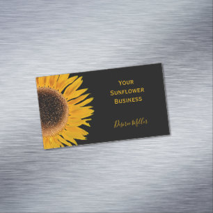 Yellow Sunflower Black Background Country Rustic Magnetic Business Card
