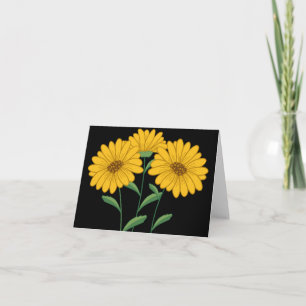 Yellow Sunflower Blank Floral Black Note Card