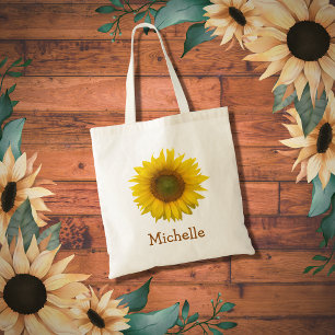 Yellow Sunflower Bloom Cute Custom Tote Bag