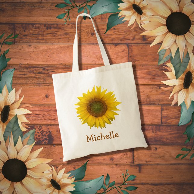 Yellow Sunflower Bloom Cute Custom Tote Bag (Creator Uploaded)