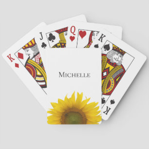 Yellow Sunflower Bloom Summer Monogram Playing Cards