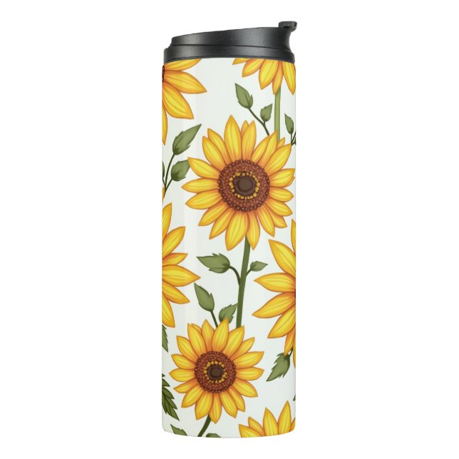Yellow sunflower blooming towards the sun thermal tumbler (Rotated Left)