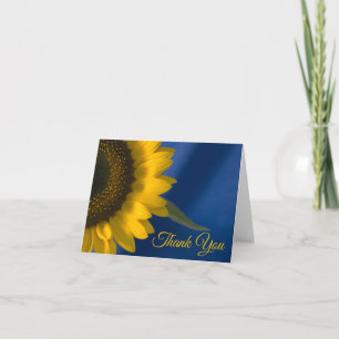 Yellow Sunflower / Blue Funeral Sympathy Thank You Card