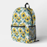 Yellow Sunflower Blue Leaf Pattern