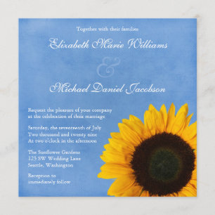 Yellow Sunflower Blue Sky Wedding Invitation