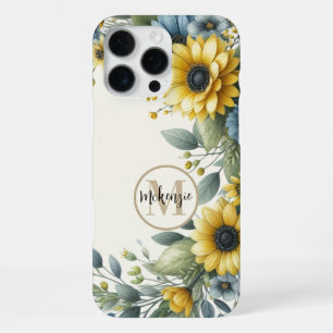 Yellow Sunflower Boho Bohemian Monogram iPhone Case